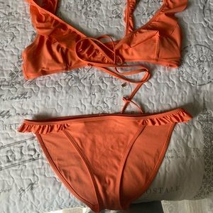 Two piece orange swimsuit from aerie